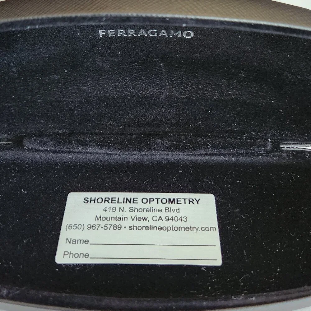 Salvatore Ferragamo large clamshell Sunglass / Eyewear Case (Black) w/ Cloth